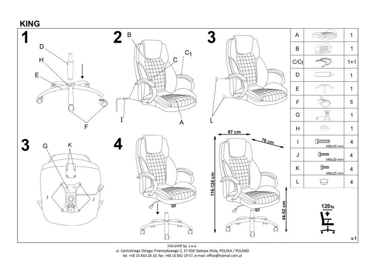 Fotel gabinetowy KING czarny