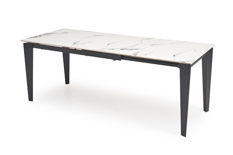 Stół Rozkładany FELIX (141-201)x81cm Biały Marmur/Czarny