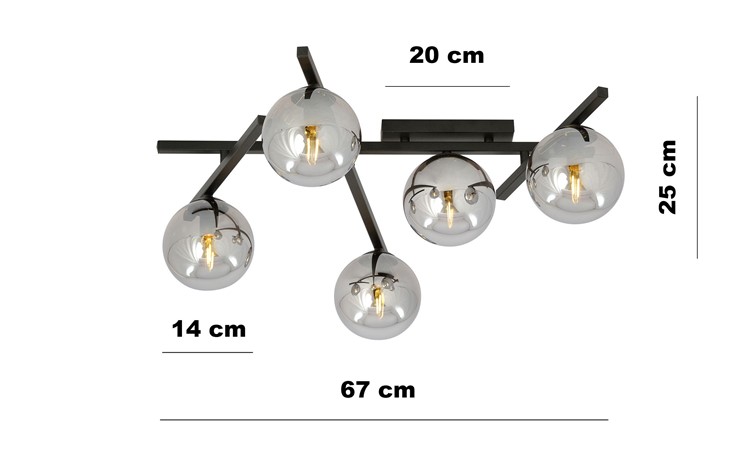 Lampa Sufitowa SMART 5 Czarny/Grafitowy
