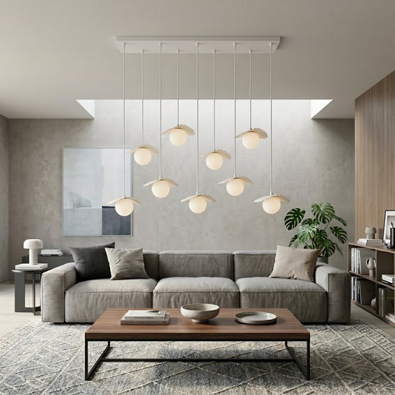 Lampa Wisząca FLORA 9 Biały/Opal