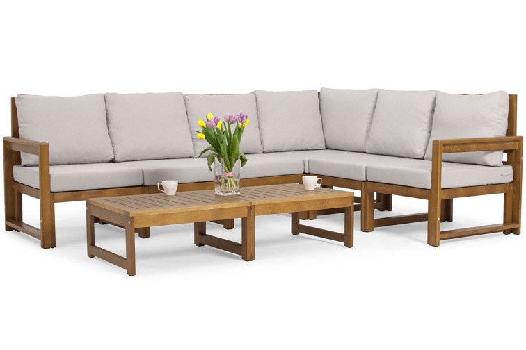 Zestaw Ogrodowy MALTA XXL 6-Osobowy ze Stolikiem Brązowy/Szary