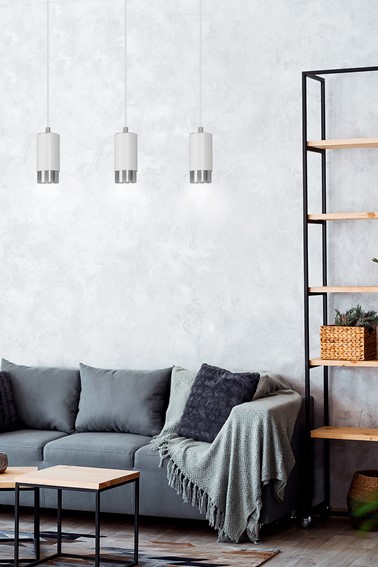 Lampa Wisząca FUMIKO 3 Biały/Chrom