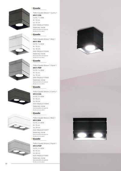 Plafon Quado DELUXE 2 biały