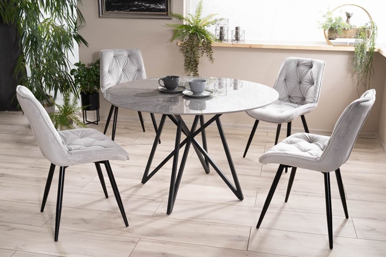 Stół MURANO fi120 Czarny/Szary Efekt Marmuru