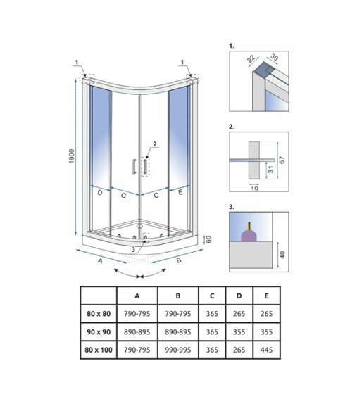 Kabina Prysznicowa LOOK 80x100 Czarny