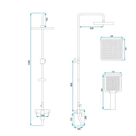 Zestaw Natryskowy ARGUS Miedź Szczotkowany