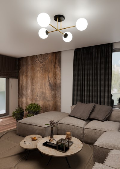 Lampa Sufitowa MAGNUM 4 Czarny/Opal