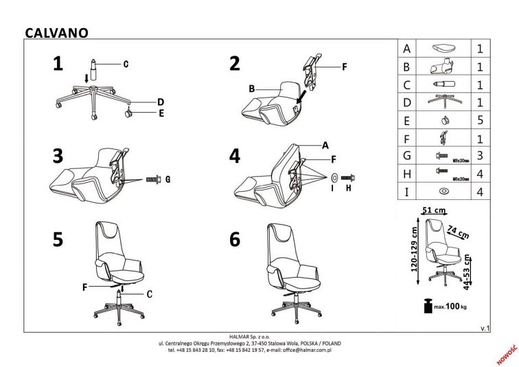 Fotel Gabinetowy CALVANO Ciemny Brąz/Jasny