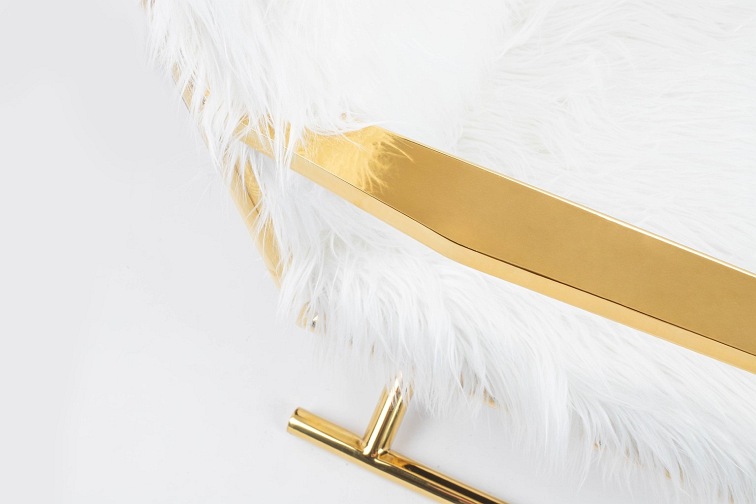 Fotel Mr.Fluffy 70x68x87 Biały/Złoty