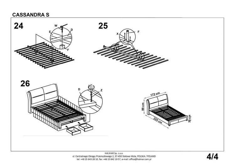 Łóżko z szufladami CASSANDRA S 160x200