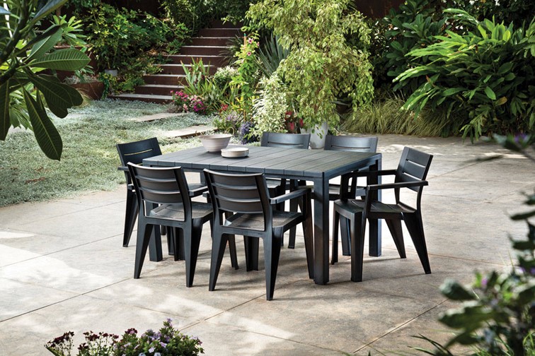 Zestaw Ogrodowy Jadalniany JULIE 6-Osobowy Grafitowy