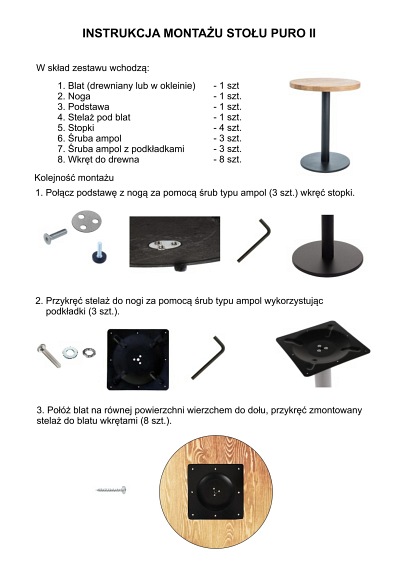 Stół PURO II fi60 Lity Dąb/Czarny