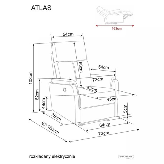 Fotel Rozkładany ATLAS RAVEN Szary