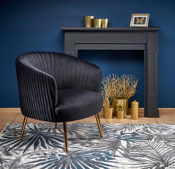 Fotel Wypoczynkowy CROWN Czarny/Złoty