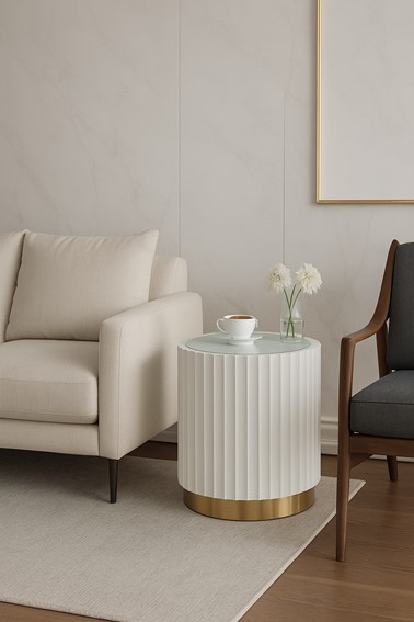 Stolik STILIG ST708 Fi45cm Biały/Złoty