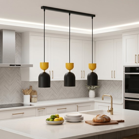 Lampa Wisząca GAUDI 3 Czarny/Pomarańczowy