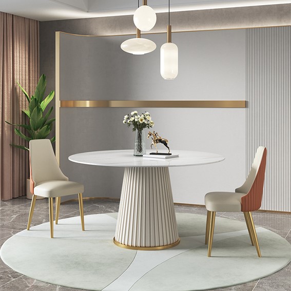 Stół MODIG M96 fi120 Biały/Złoty