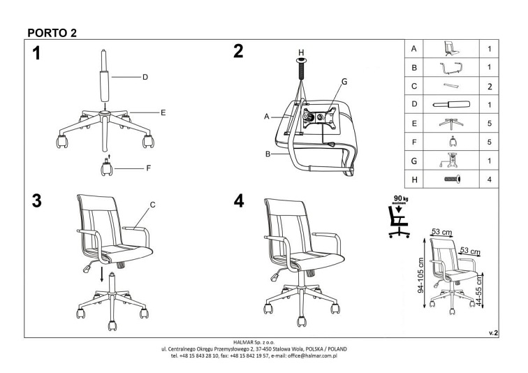 PORTO 2 fotel pracowniczy biały