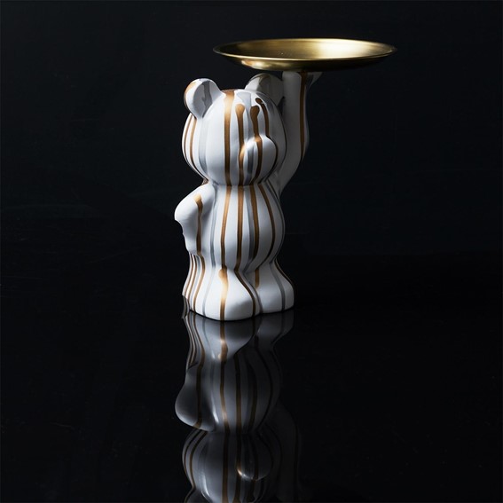 Figurka Miś z Tacą do Przechowywania Biały