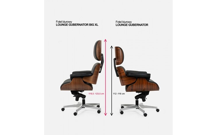 Fotel Biurowy LOUNGE GUBERNATOR BIG XL Czarny/Orzech