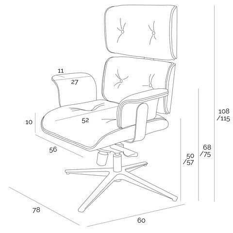 Fotel z Podnóżkiem VIP Exclusive Home 54x82x85