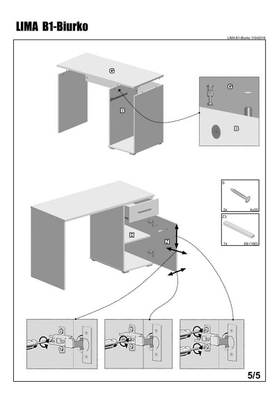 Biurko LIMA B-1 Dąb Sonoma