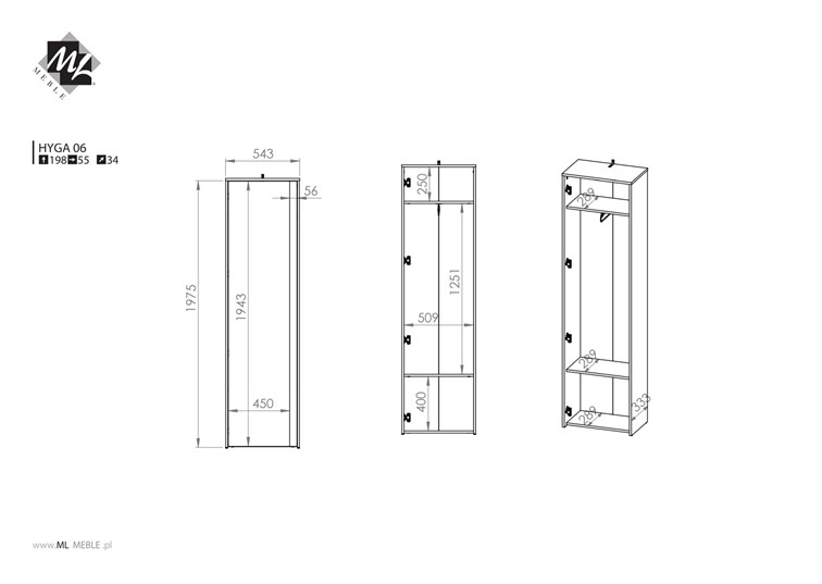 Szafa HYGA 06 Sosna Śnieżna/Antracyt