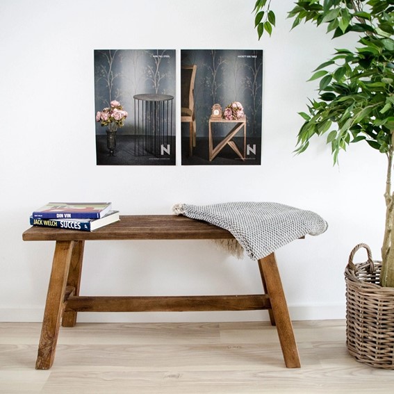 Ławka Drewniana BARCELONA 90cm Naturalny