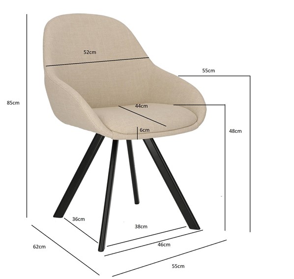 Krzesło NELS Czarne Nogi Beżowy