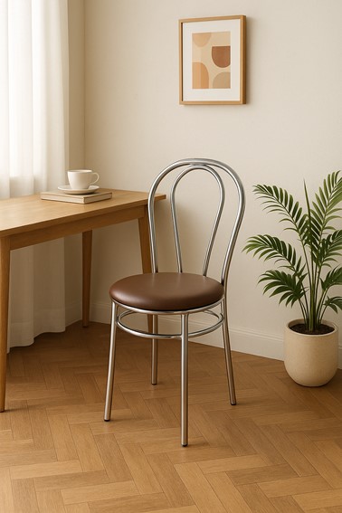 Krzesło TULIPAN Ciemnobrązowy/Chrom