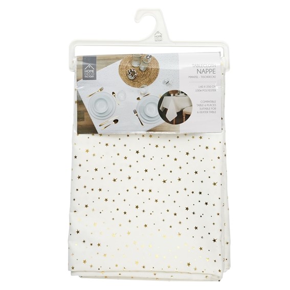 Obrus STAR DORE 140x250cm Biały/Złoty