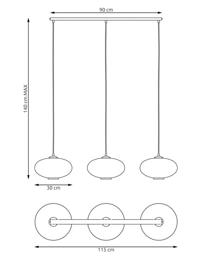 Lampa Wisząca COCO 3 Czarny/Granatowy