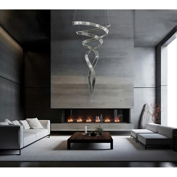 Lampa Wisząca WAVE CORDON 2B Srebrny/Transparentny