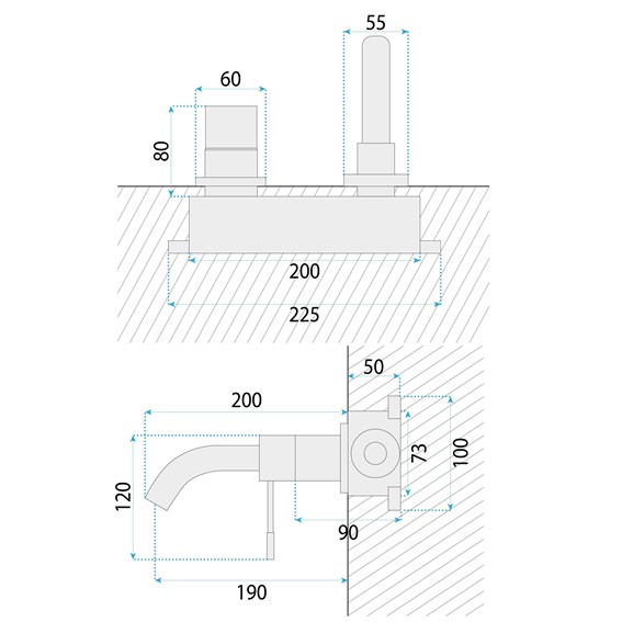 Bateria Podtynkowa LUNGO Diamond + BOX Miedź