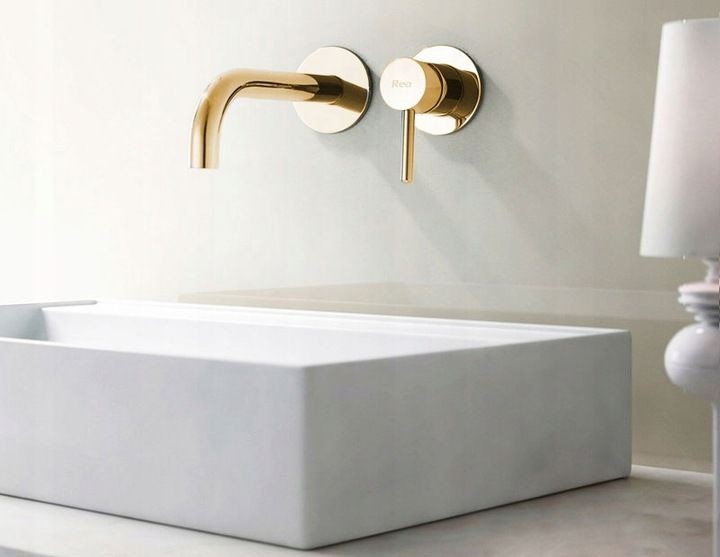 Bateria Umywalkowa Podtynkowa LUNGO + Box Złoty