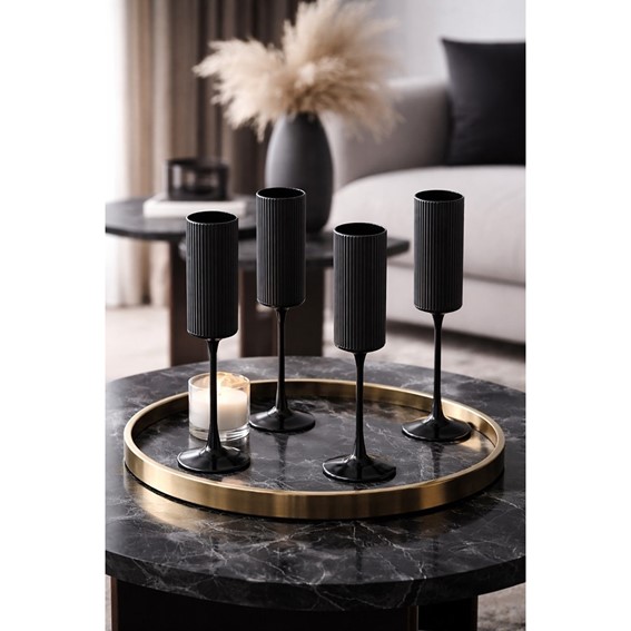 Komplet (4 szt.) Kieliszek do Szampana SHP CURLY 185ml Czarny