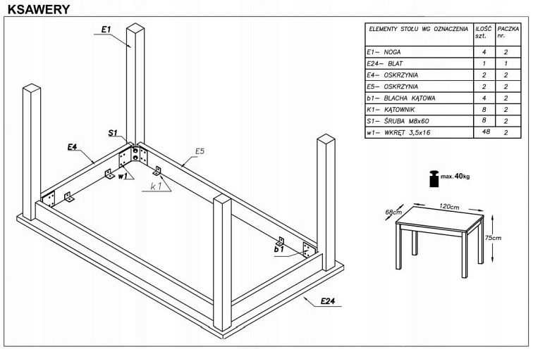 Stół KSAWERY Biały/Dąb Sonoma