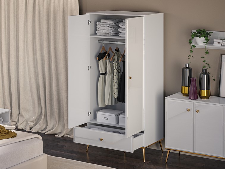 Szafa GOLDIN 01 Biały Alpejski/Biały Połysk