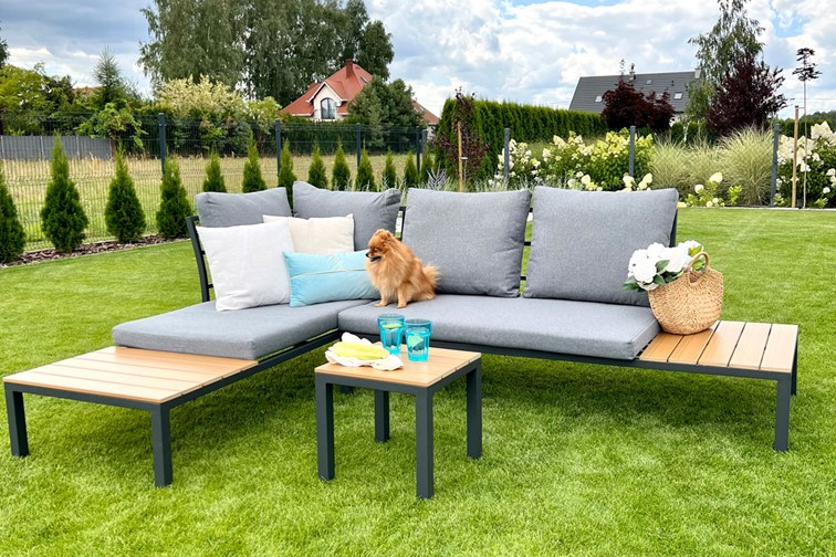 Narożnik Ogrodowy LAGOS z Funkcją Leżanki Szary