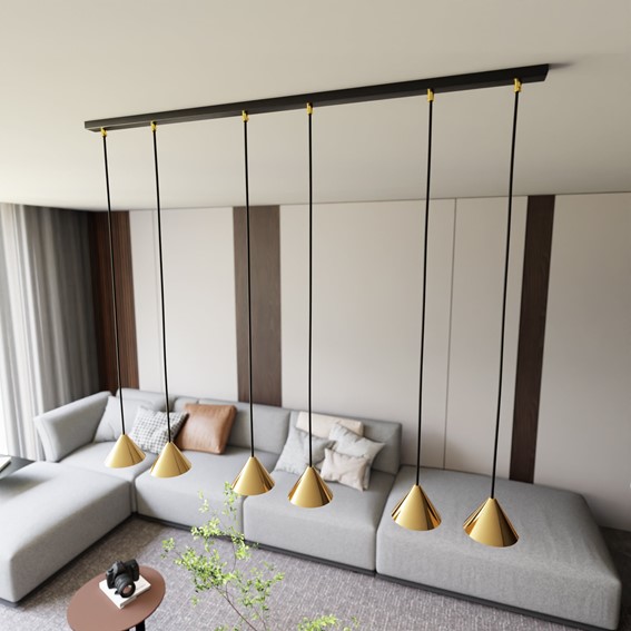 Lampa Wisząca ELIT 6 Czarny/Złoty