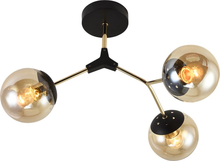 Żyrandol GRACE 3 Chromowany/Bursztynowy