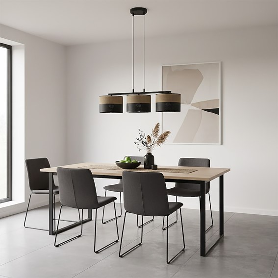 Lampa Wisząca KARBON 3 Czarny/Brązowy