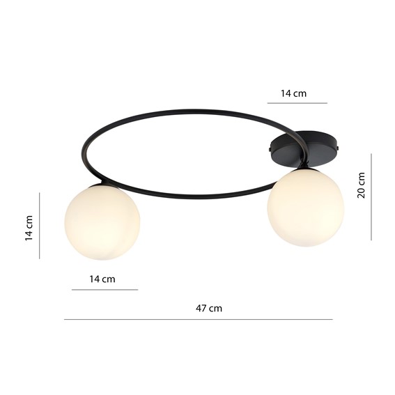 Lampa Sufitowa SOPRA 2 Czarny/Opal
