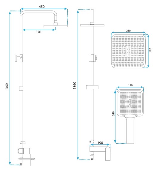 Zestaw Natryskowy MY1902-78B STORM Czarny