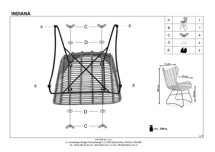 Fotel Ogrodowy INDIANA Rattan Naturalny/Czarny