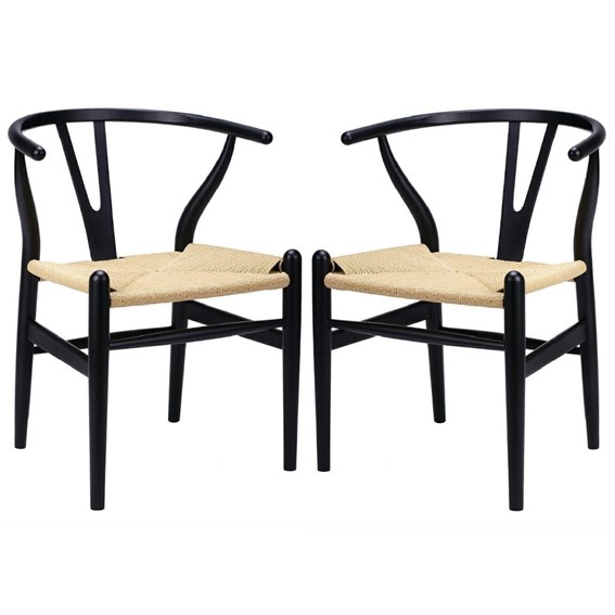 Zestaw 2x Krzesło Drewniane VALI Czarny/Naturalny
