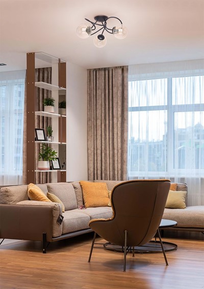 Lampa Sufitowa FLORO K-5126 Czarny/Bursztynowy