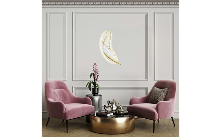 Lampa Ścienna PIÓRKO Biały/Złoty