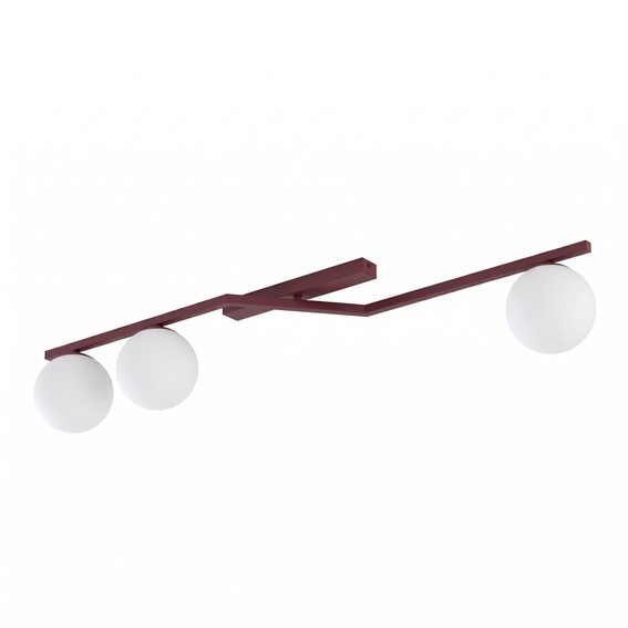 Lampa Sufitowa NATON 3 Burgundowy/Opal