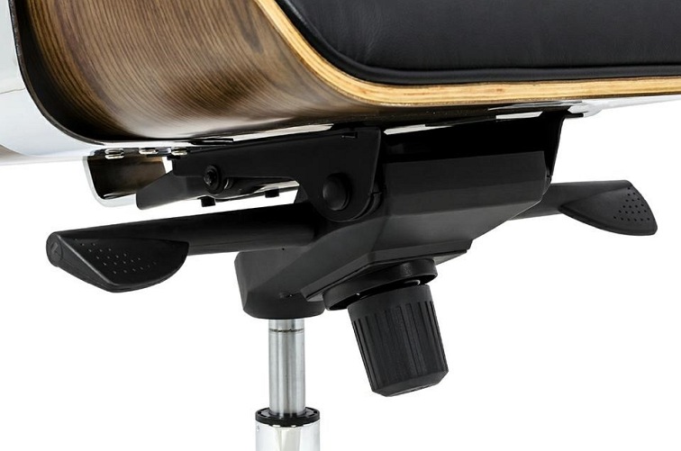 Fotel biurowy LOUNGE BUSINESS Czarny Orzech Skóra Naturalna